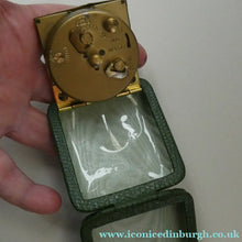 Load image into Gallery viewer, Vintage Early 1960s GREEN Leather German EUROPA Travelling Alarm Clock
