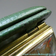 Load image into Gallery viewer, Vintage Early 1960s GREEN Leather German EUROPA Travelling Alarm Clock
