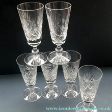 Load image into Gallery viewer, Edinburgh Crystal CHAMPAGNE FLUTES. STAR OF EDINBURGH Pattern. Set of Six: 6 1/4 inches
