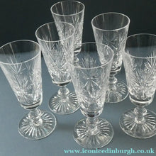 Load image into Gallery viewer, Vintage Edinburgh Crystal CHAMPAGNE FLUTES. STAR OF EDINBURGH Pattern. Set of Six; 6 1/4 inches
