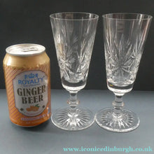 Load image into Gallery viewer, Edinburgh Crystal CHAMPAGNE FLUTES. STAR OF EDINBURGH Pattern. Set of Six: 6 1/4 inches
