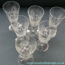 Load image into Gallery viewer, Edinburgh Crystal CHAMPAGNE FLUTES. STAR OF EDINBURGH Pattern. Set of Six: 6 1/4 inches
