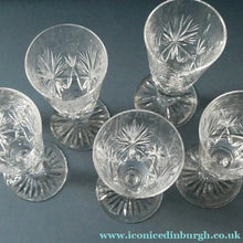 Load image into Gallery viewer, Vintage Edinburgh Crystal CHAMPAGNE FLUTES. STAR OF EDINBURGH Pattern. Set of Six; 6 1/4 inches
