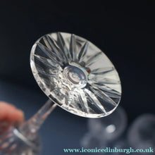 Load image into Gallery viewer, FOUR GLASSES: Vintage Edinburgh Crystal Glasses. SYMPHONY PATTERN. Two: 7 1/8 inches and the other ones: 6 1/4 inches (CODE G)
