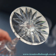 Load image into Gallery viewer, FOUR GLASSES: Vintage Edinburgh Crystal Glasses. SYMPHONY PATTERN. Two: 7 1/8 inches and the other ones: 6 1/4 inches (CODE G)
