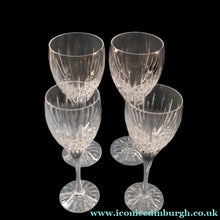 Load image into Gallery viewer, FOUR GLASSES: Vintage Edinburgh Crystal Glasses. SYMPHONY PATTERN. Two: 7 1/8 inches and the other ones: 6 1/4 inches (CODE G)
