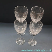 Load image into Gallery viewer, FOUR GLASSES: Vintage Edinburgh Crystal Glasses. SYMPHONY PATTERN. Two: 7 1/8 inches and the other ones: 6 1/4 inches (CODE G)
