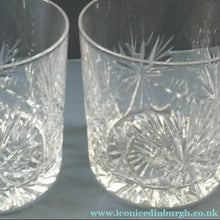 Load image into Gallery viewer, Vintage Edinburgh Crystal Pair of Large Old Fashioned STAR OF EDINBURGH Tumblers. Height: 3 1/4 inche
