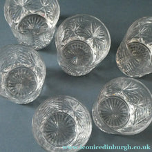 Load image into Gallery viewer, Vintage Edinburgh Crystal Small WHISKY Tumblers. STAR OF EDINBURGH Pattern. Set of Six; 3 inches
