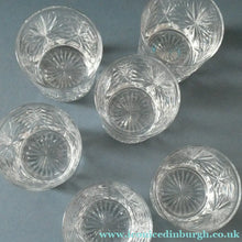 Load image into Gallery viewer, Vintage Edinburgh Crystal Small WHISKY Tumblers. STAR OF EDINBURGH Pattern. Set of Six; 3 inches
