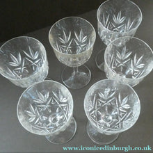 Load image into Gallery viewer, Vintage Edinburgh Crystal Tall White Wine Glasses. Set of Six. 5 3/4 inches
