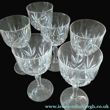 Load image into Gallery viewer, Vintage Edinburgh Crystal Tall White Wine Glasses. Set of Six. 5 3/4 inches
