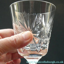 Load image into Gallery viewer, Vintage Edinburgh Crystal White Wine Glasses. STAR OF EDINBURGH Pattern. Set of Four: 6 inches 
