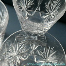 Load image into Gallery viewer, Vintage Edinburgh Crystal White Wine Glasses. STAR OF EDINBURGH Pattern. Set of Four: 6 inches 
