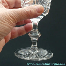 Load image into Gallery viewer, Vintage Edinburgh Crystal White Wine Glasses. STAR OF EDINBURGH Pattern. Set of Four: 6 inches 
