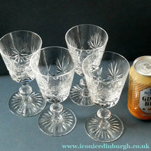 Load image into Gallery viewer, Vintage Edinburgh Crystal White Wine Glasses. STAR OF EDINBURGH Pattern. Set of Four: 6 inches 
