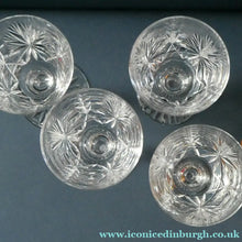 Load image into Gallery viewer, Vintage Edinburgh Crystal White Wine Glasses. STAR OF EDINBURGH Pattern. Set of Four: 6 inches
