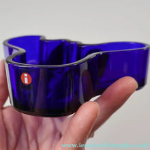 Load image into Gallery viewer, Vintage Finnish Shallow Blue Glass Savoy Vase. Mid Century Design by Alvar Aalto for Iittala Finland - Scandinavian
