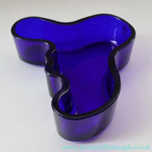 Load image into Gallery viewer, Vintage Finnish Shallow Blue Glass Savoy Vase. Mid Century Design by Alvar Aalto for Iittala Finland - Scandinavian
