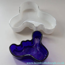 Load image into Gallery viewer, Vintage Finnish Shallow Blue Glass Savoy Vase. Mid Century Design by Alvar Aalto for Iittala Finland - Scandinavian
