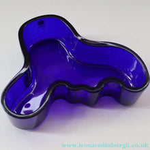 Load image into Gallery viewer, Vintage Finnish Shallow Blue Glass Savoy Vase. Mid Century Design by Alvar Aalto for Iittala Finland - Scandinavian
