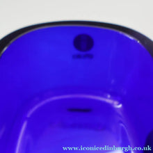 Load image into Gallery viewer, Vintage Finnish Shallow Blue Glass Savoy Vase. Mid Century Design by Alvar Aalto for Iittala Finland - Scandinavian
