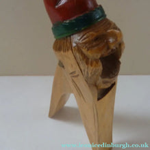 Load image into Gallery viewer, Vintage FOLK ART 1950s Wooden NUTCRACKER in the Form of a Little Elf or Gnome with a Really Cute Carved Face
