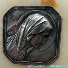 Load image into Gallery viewer, Vintage French 1930s Miniature Holy Water Font with Silver Plaque
