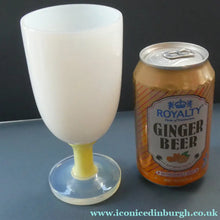 Load image into Gallery viewer, Vintage French Art Glass. SEVRES Cristalleries White &amp; Yellow Opaline  Goblet
