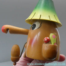 Load image into Gallery viewer, Vintage German Erzgebirge Wooden Handmade Incense Smoker: Strange Cartoon Woodsman with Christmas Tree
