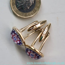 Load image into Gallery viewer, Pair of Vintage Gold-Tone Cufflinks. Each set with Millefiori Glass Cane Embellishment. Perfect Condition
