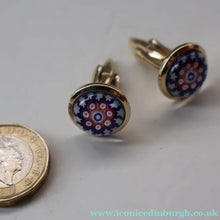 Load image into Gallery viewer, Pair of Vintage Gold-Tone Cufflinks. Each set with Millefiori Glass Cane Embellishment. Perfect Condition
