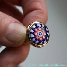 Load image into Gallery viewer, Pair of Vintage Gold-Tone Cufflinks. Each set with Millefiori Glass Cane Embellishment. Perfect Condition
