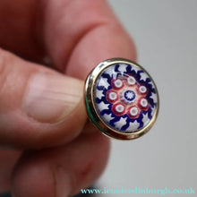 Load image into Gallery viewer, Pair of Vintage Gold-Tone Cufflinks. Each set with Millefiori Glass Cane Embellishment. Perfect Condition
