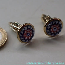 Load image into Gallery viewer, Pair of Vintage Gold-Tone Cufflinks. Each set with Millefiori Glass Cane Embellishment. Perfect Condition
