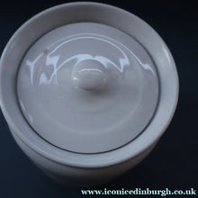 Load image into Gallery viewer, Vintage Grimwades Style White Hooped Household Jar or Canister. LENTILS (black letters)
