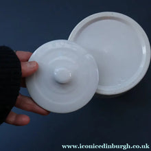 Load image into Gallery viewer, Vintage Grimwades Style White Hooped Household Jar or Canister. SAGO (black letters)
