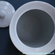 Load image into Gallery viewer, Vintage Grimwades Style White Hooped Household Jar or Canister. SAGO (black letters)
