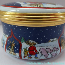 Load image into Gallery viewer, Vintage Halcyon Days Enamel Christmas Box 1993. Medieval Carol Singers
