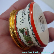 Load image into Gallery viewer, Vintage Halcyon Days Enamels Christmas Box 1983. Traditional Image of Christmas Flowers.
