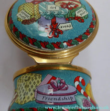 Load image into Gallery viewer, Vintage Halcyon Days Enamels Christmas Box 1995. Bundle of Christmas Presents. Excellent Condition
