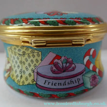 Load image into Gallery viewer, Vintage Halcyon Days Enamels Christmas Box 1995. Bundle of Christmas Presents. Excellent Condition
