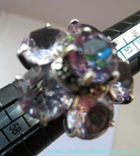 Load image into Gallery viewer, Vintage 925 Solid Silver Ring Flower Head with Amethyst Crystals UK Size O
