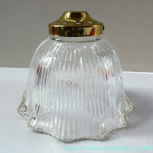 Load image into Gallery viewer, Holophane Style Ribbed Glass Hanging Shade with Brass Hanging Fitment
