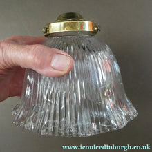 Load image into Gallery viewer, Holophane Style Ribbed Glass Hanging Shade with Brass Hanging Fitment
