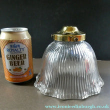 Load image into Gallery viewer, Holophane Style Ribbed Glass Hanging Shade with Brass Hanging Fitment
