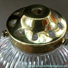 Load image into Gallery viewer, Holophane Style Ribbed Glass Hanging Shade with Brass Hanging Fitment
