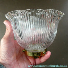 Load image into Gallery viewer, Holophane Style Ribbed Glass Hanging Shade with Brass Hanging Fitment
