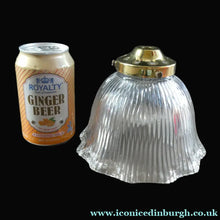 Load image into Gallery viewer, Holophane Style Ribbed Glass Hanging Shade with Brass Hanging Fitment
