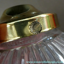 Load image into Gallery viewer, Holophane Style Ribbed Glass Hanging Shade with Brass Hanging Fitment
